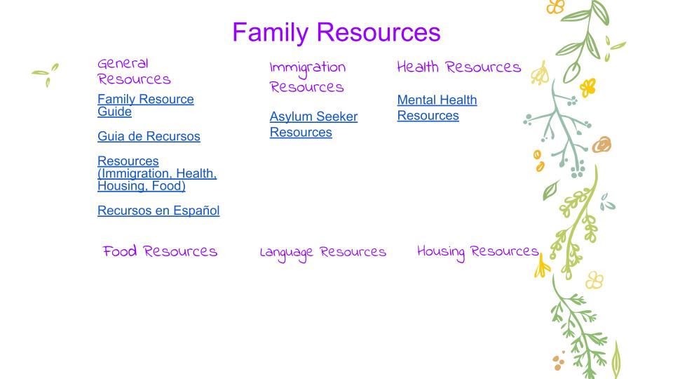 Google slides link to family resources